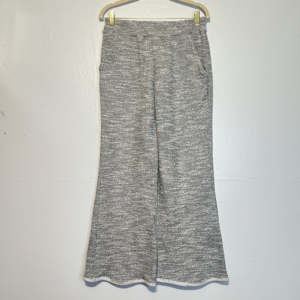 Heidi Hess Power Pants Women Small Heathered Gray Bell Bottom Knit Pull On Pocke